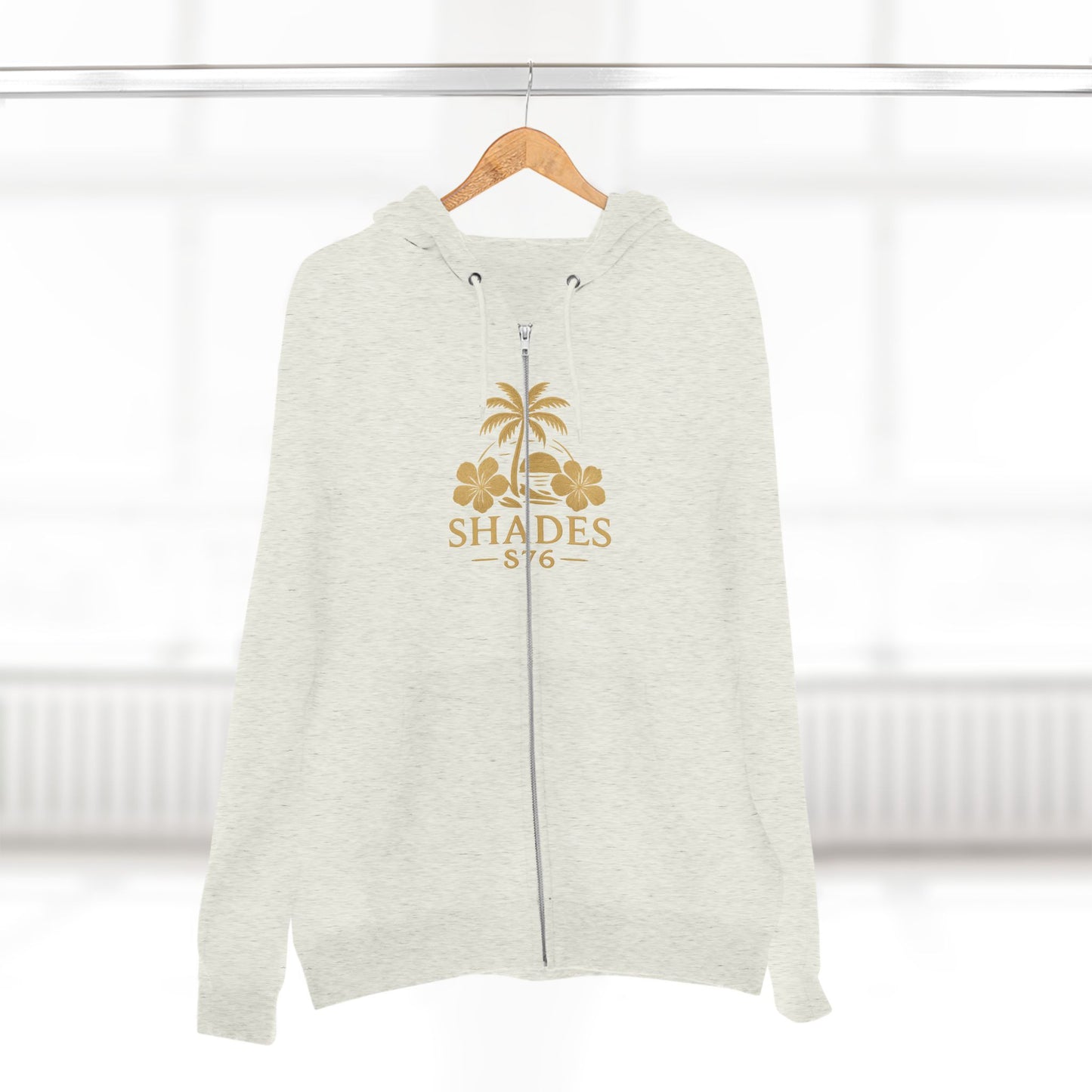 Shades 876 Tropical Zip Hoodie — Gold Palm Tree Beach Design