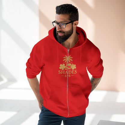 Shades 876 Tropical Zip Hoodie — Gold Palm Tree Beach Design