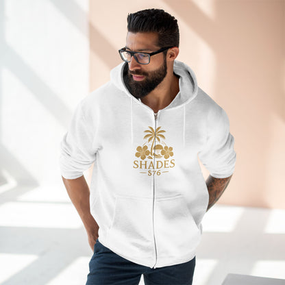 Shades 876 Tropical Zip Hoodie — Gold Palm Tree Beach Design