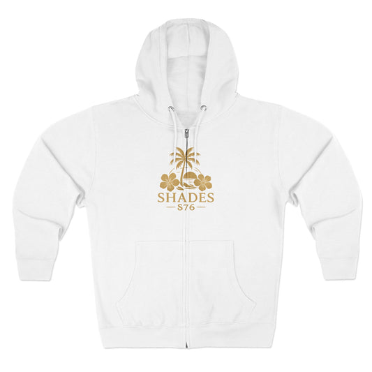 Shades 876 Tropical Zip Hoodie — Gold Palm Tree Beach Design